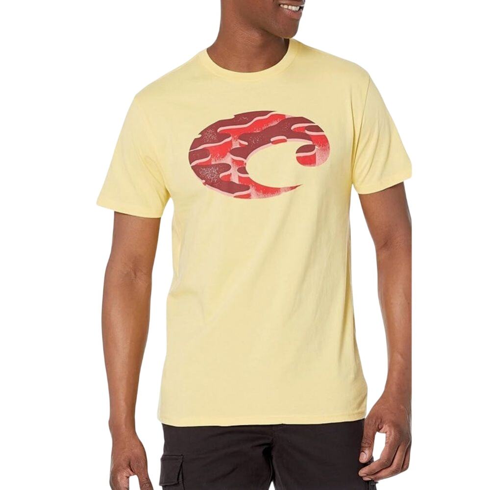Costa Del Mar Men's 3D Topo Logo Yellow Cotton Graphic T-Shirt Size S